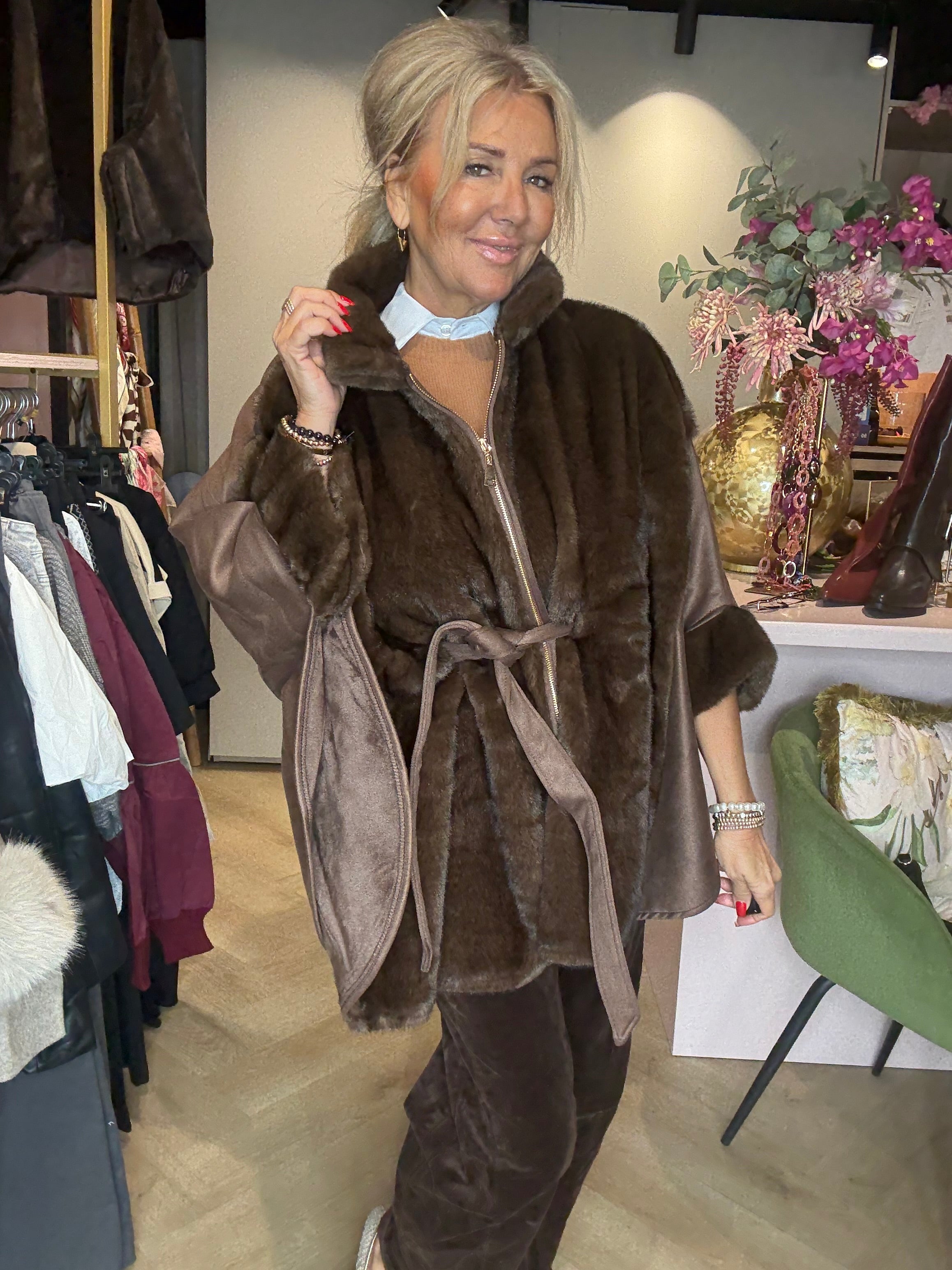 Poncho Jas Donkerbruin